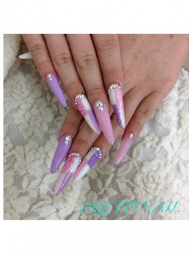 ピンク パープルのブロックネイル 池袋のネイルサロン ネイルスクール Prettynail プリティーネイル