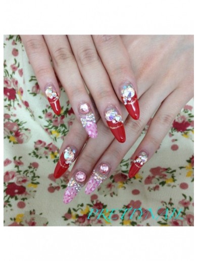 赤 ピンクヒョウ柄のフレンチスカルプ 池袋のネイルサロン ネイルスクール Prettynail プリティーネイル